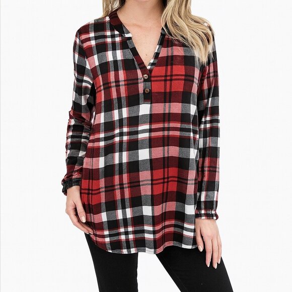 Feathers Maternity Women's Plaid Top Size 1X - Picture 1 of 4